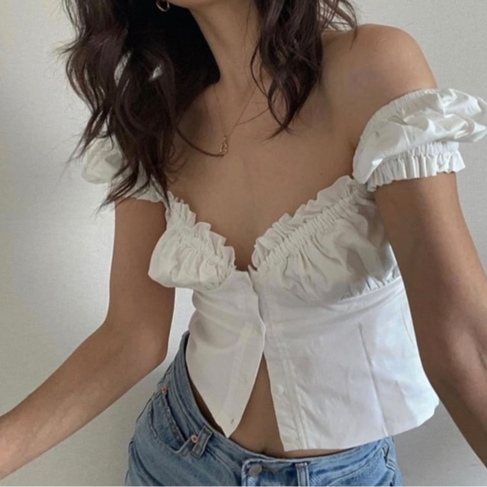 With Jean Louie Milk Maid Top